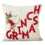 Christmas deer print pillow cover linen pillowcase holiday sofa cushion waist pillowcase home