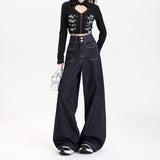 Wide-Leg Pants Simple and Versatile Slimming Straight Leg Floor-Length Pants for Women