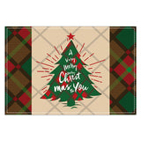 Christmas table mat with white linen snowman checkered print
