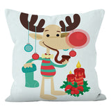Christmas reindeer print pillow cover holiday snowman super soft pillowcase living room sofa decoration cushion