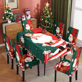 Christmas Waterproof Printed Tablecloth Restaurant Home Printed Chair Cover Christmas Tablecloth Chair Cover Decorative Set