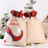 Christmas decoration grid sticker embroidered large cloth bag, children's holiday gift bag, candy bag