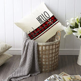 Christmas Pillowcase Linen Red Black Checkered Letter Printed Pillow Cover Holiday Living Room Decoration