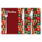 Christmas Plaid Meal Mat Linen Christmas Tree Snowman Printed Table Mat Holiday Party Decoration Insulation Mat