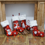 Christmas Lights Decoration Red Hemp Embroidery Christmas Socks Gift Bag Luminous Christmas Socks