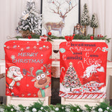 Christmas Home Decoration Cartoon Elderly Elk Printed Chair Cover Red Chair Chair Chair Cover Back Cover