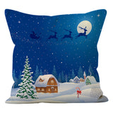 Christmas snowman linen pillowcase Christmas tree printed pillowcase bedroom sofa decorative cushion cover