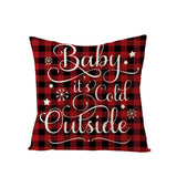 Christmas Pillow with Red Letter Elk Printed Cushion Cover and Linen Pillow Cover