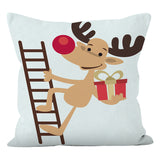 Christmas reindeer print pillow cover holiday snowman super soft pillowcase living room sofa decoration cushion