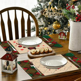 Christmas table mat with white linen snowman checkered print