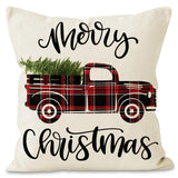 New Christmas Snowflake Grid Pillow Cover Linen Christmas Deer Print Pillow Cover Holiday Sofa Decorative Cushion