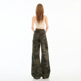 Women's High-Waisted Cargo Casual Pants for Spring and Summer Trendy Wide-Leg Floor-Length Trousers