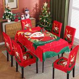 Christmas Waterproof Printed Tablecloth Restaurant Home Printed Chair Cover Christmas Tablecloth Chair Cover Decorative Set