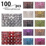 3/4/6cm 100pcs Christmas ball gift box set with electroplated hollow plastic balls for Christmas decoration
