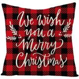 Christmas Pillow Cover Red Black Grid Christmas Sofa Cushion Cover Linen Nordic Pillow Cover