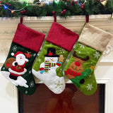 Christmas Socks Gift Bag Linen Santa Claus Embroidery Christmas Socks Christmas Gifts Christmas Pendants