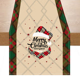Santa Claus checkered white linen table flag geometric Christmas tree printed tablecloth decoration tablecloth tea flag
