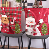 Christmas decoration red checkered snowman Santa Claus backrest cover creative linen chair backrest cover