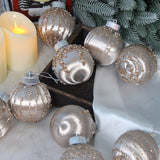 Christmas balls, silk balls, winding balls, painted balls, 8cm, 9pcs, boxed Christmas decorations