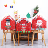 Christmas New Printed Chair Set Cartoon Old Man Snowman Chair Set Restaurant Bar Dining Table Christmas Decorations