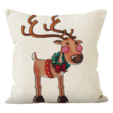 Christmas reindeer print pillow cover linen pillowcase home holiday sofa decoration