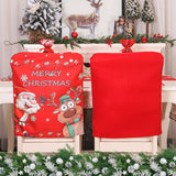 Christmas Home Decoration Cartoon Elderly Elk Printed Chair Cover Red Chair Chair Chair Cover Back Cover