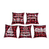 Christmas decoration red linen checkered Christmas square pillow cover sofa cushion cover without pillow core