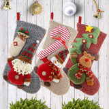 Christmas Decorations Knitted Yarn Large 3D Santa Claus Snowman Deer Christmas Socks Gift Bag