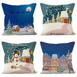 Christmas snowman linen pillowcase Christmas tree printed pillowcase bedroom sofa decorative cushion cover