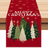Christmas Tree Printed Table Flag Christmas Day Party Living Room Kitchen Decoration Tablecloth Tea Flag