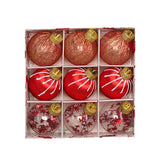 Christmas balls, silk balls, winding balls, painted balls, 8cm, 9pcs, boxed Christmas decorations