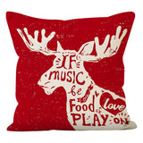 Christmas deer print pillow cover linen pillowcase holiday sofa cushion waist pillowcase home