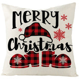 Christmas Pillow Cover Red Black Grid Christmas Sofa Cushion Cover Linen Nordic Pillow Cover