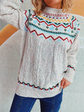 Round neck loose pullover knitting Fried Dough Twists Christmas sweater for women