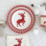 Christmas Decoration Elk Theme Disposable Meal Plate Party Utensils Set Paper Cups Paper Plates Tissue Papers