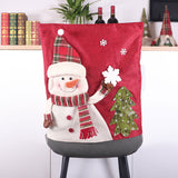 Christmas decoration red checkered snowman Santa Claus backrest cover creative linen chair backrest cover