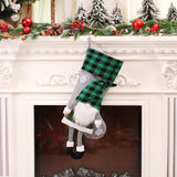 Christmas Day Decoration Red Black White Grid Faceless Forester Christmas Socks Dwarf Hanging Doll Candy Gift Bag