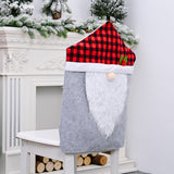 Christmas Decorations Checkered Forest Elderly Chair Cover Faceless Doll Chair Cover Cartoon Chair Cover Backrest