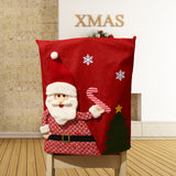 Christmas Restaurant Creative Red Chair Bag Santa Claus Cane Snowman Elk Red Chair Back Cover