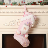 Christmas decoration, pink sequins, children's cartoon roof, Santa Claus, Christmas socks, gifts, decorative items