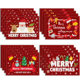 Cartoon Christmas Mat Holiday Party Table Decoration Thermal Insulation Mat White Hemp Printed Table Mat