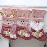 Christmas Decorations Pink Plush Christmas Socks Children's Candy Bag Creative Gift Bag Pendant