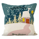 Christmas snowman linen pillowcase Christmas tree printed pillowcase bedroom sofa decorative cushion cover