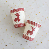 Christmas Decoration Elk Theme Disposable Meal Plate Party Utensils Set Paper Cups Paper Plates Tissue Papers