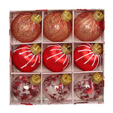 Christmas balls, silk balls, winding balls, painted balls, 8cm, 9pcs, boxed Christmas decorations