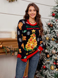 Loose and lazy style sweater Christmas tree contrasting jacquard sweater Christmas sweater
