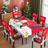 Christmas Waterproof Printed Tablecloth Restaurant Home Printed Chair Cover Christmas Tablecloth Chair Cover Decorative Set