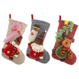 Christmas Decorations Knitted Yarn Large 3D Santa Claus Snowman Deer Christmas Socks Gift Bag