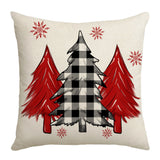 Grid Christmas linen pillowcase, Christmas tree snowflake home decoration pillowcase, sofa cushion pillowcase