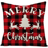 Christmas Pillow Cover Red Black Grid Christmas Sofa Cushion Cover Linen Nordic Pillow Cover